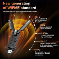 ZHITING WiFi 6E USB WLAN adapter PC-hez, AXE5400 tri-band 6GHz/5GHz/2.4GHz, WPA3 titkosítás 4