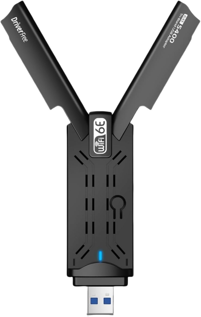 ZHITING WiFi 6E USB WLAN adapter PC-hez, AXE5400 tri-band 6GHz/5GHz/2.4GHz, WPA3 titkosítás