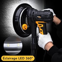 Șlefuitor pentru gips-carton ZHJAN 900W, telescopic, cu mâner LED, 5 trepte de viteză 1400-2700 rpm, pentru șlefuire dură și fină, include 12 discuri abrazive și sac de colectare a prafului 4