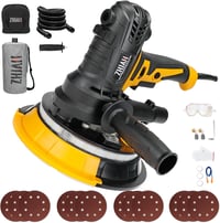 Șlefuitor pentru gips-carton ZHJAN 900W, telescopic, cu mâner LED, 5 trepte de viteză 1400-2700 rpm, pentru șlefuire dură și fină, include 12 discuri abrazive și sac de colectare a prafului 1