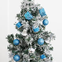 ZHMKYD13 Karácsonyi Gömbdísz Szett - 32 db Kék-Ezüst Matt és Fényes Mini Műanyag Gömb - Törhetetlen Karácsonyfa Dekoráció 80-155 mm 4