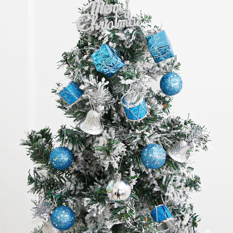 ZHMKYD13 Karácsonyi Gömbdísz Szett - 32 db Kék-Ezüst Matt és Fényes Mini Műanyag Gömb - Törhetetlen Karácsonyfa Dekoráció 80-155 mm