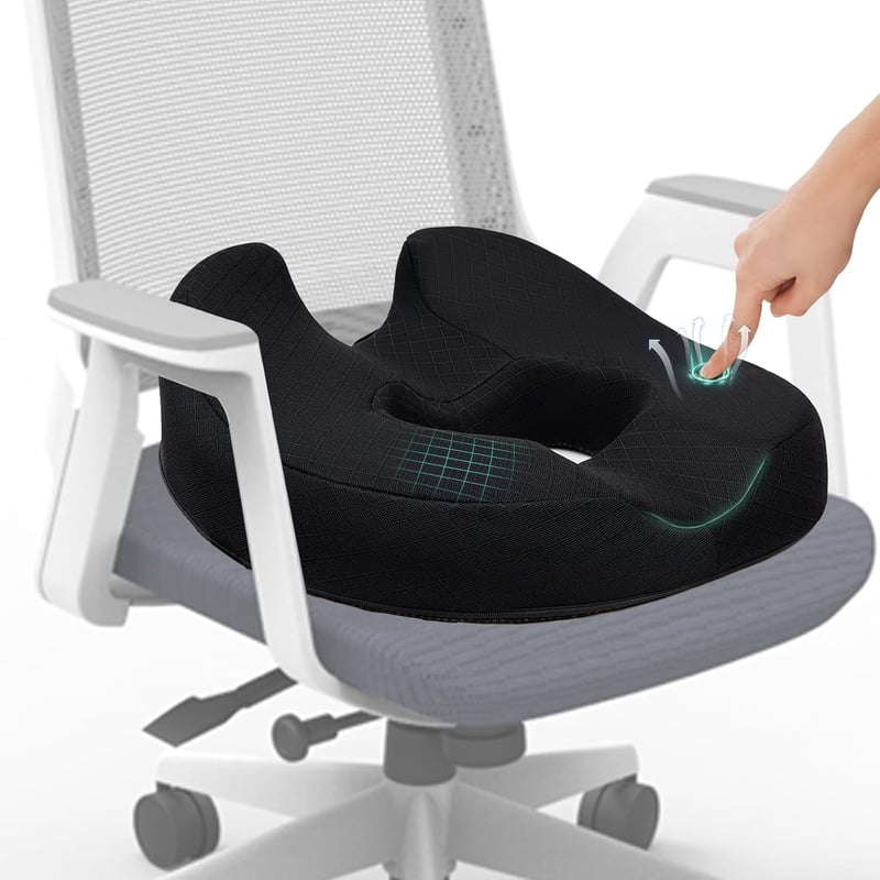 ZHOOGE fánk alakú memóriahabos coccyx ülőpárna - fekete, standard méret