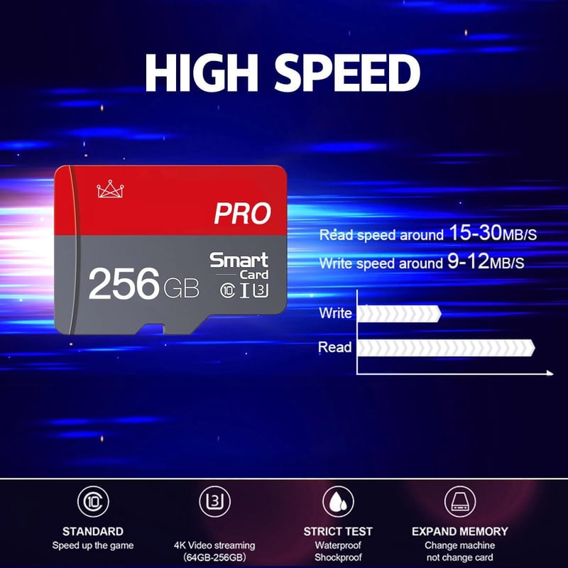 ZHSWEN 256GB Micro SD kártya Class 10 2db adapter nélkül okostelefonhoz kamerához