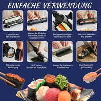 ZHTLTHZ Sushi Készítő Szett Bazooka Tekerővel Bambusz Szőnyeggel és Formákkal 6
