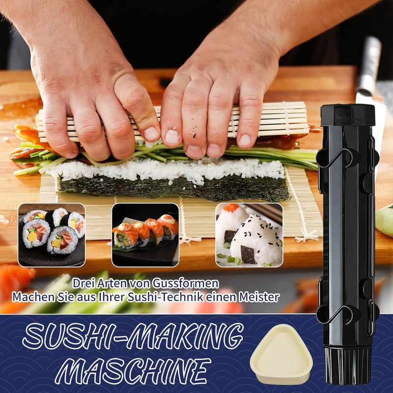 ZHTLTHZ Sushi Készítő Szett Bazooka Tekerővel Bambusz Szőnyeggel és Formákkal