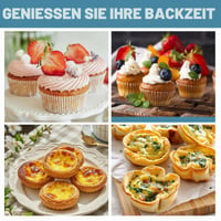 ZHUDALA Silikónová forma na 12 muffinov s kovovým rámom – nepriľnavá, bez BPA, na pečenie cupcakov, brownies a pudingov, bielo-čierna, 12 ks 7
