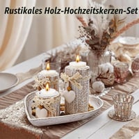 ZHUDALA set od 3 drvena svijećnjaka s pladnjem, vintage bijeli svijećnjak u obliku srca, stolna dekoracija za vjenčanja, dnevni boravak i rođendane 6