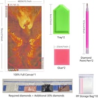 ZHUMUTO XXL Gyémánt Festmény Főnix Mintával - 40x70 cm 5D Kreatív Készlet Felnőtteknek, Teljes Kellékekkel, Nappali Dekorációhoz 3
