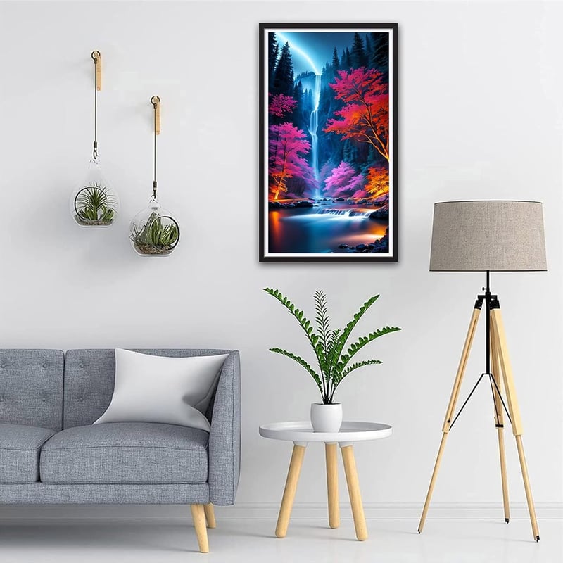 ZHUMUTO XXL Gyémántfestmény Készlet Felnőtteknek - 40 x 70 cm Vízesés Mintával, 5D Gyémánt Kép Teljes Kellékekkel, Nappali Dekoráció