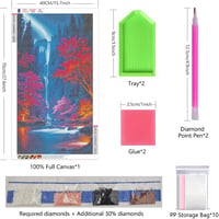 ZHUMUTO XXL Gyémántfestmény Készlet Felnőtteknek - 40 x 70 cm Vízesés Mintával, 5D Gyémánt Kép Teljes Kellékekkel, Nappali Dekoráció 3