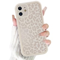 Husă ZhuoFan pentru iPhone 12 6,1" - Model cu imprimeu de leopard, alb mat, ultra subțire, din silicon TPU, rezistentă la șocuri, anti-zgârieturi, carcasă de protecție tip bumper, 07 1