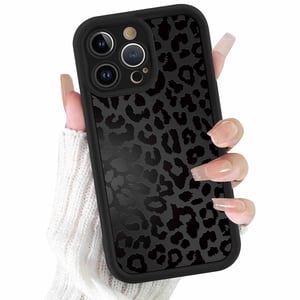 ZhuoFan maska za iPhone 14 Pro Max 6,7" - crna mat s leopard uzorkom, ultra tanka silikonska TPU maska otporna na udarce i ogrebotine, 05