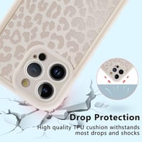 ZhuoFan kryt na iPhone 15 Pro Max s leopardím vzorom, matný biely silikónový TPU 3