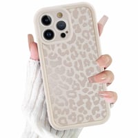 ZhuoFan kryt na iPhone 15 Pro Max s leopardím vzorom, matný biely silikónový TPU 1