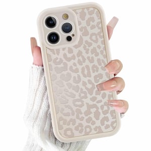ZhuoFan kryt na iPhone 15 Pro Max s leopardím vzorom, matný biely silikónový TPU