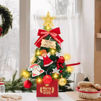Zhwidnerso 50 cm Mini Karácsonyfa LED Világítással - Élethű Asztali Műfenyő Dekorációval, Kompakt Méretű Világító Fenyőfa Karácsonyi Díszíté 4