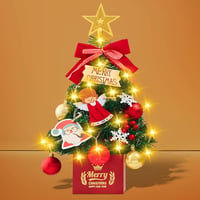 Zhwidnerso 50 cm Mini Karácsonyfa LED Világítással - Élethű Asztali Műfenyő Dekorációval, Kompakt Méretű Világító Fenyőfa Karácsonyi Díszíté 1