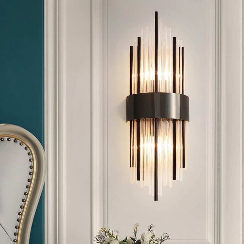zhxinashu Fekete Üveg Fali Lámpa – Ipari Stílusú E14 Vintage Art Deco Beltéri Fali Világítás Hálószobába, Nappaliba, Konyhába