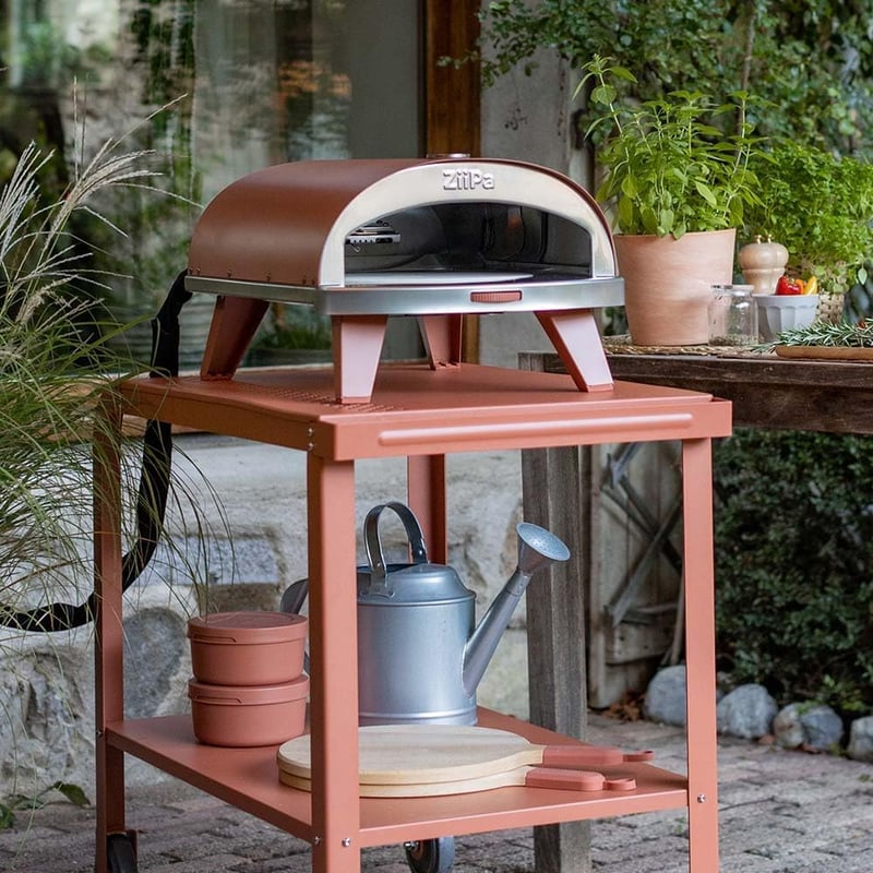 ZiiPa Gázüzemű Pizzasütő Terrakotta 31,5cm Cordierit Kővel Gyors Fűtés