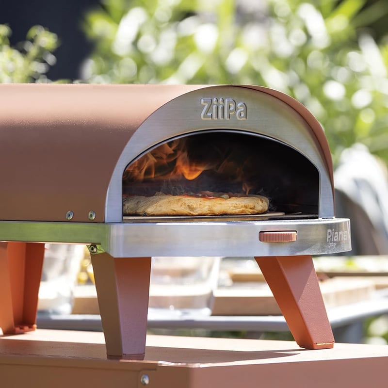 ZiiPa Gázüzemű Pizzasütő Terrakotta 31,5cm Cordierit Kővel Gyors Fűtés