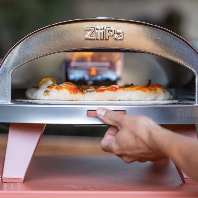 ZiiPa Gázüzemű Pizzasütő Terrakotta 31,5cm Cordierit Kővel Gyors Fűtés