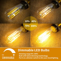ZIKEY 10W LED Edison izzó E27 3db, 2700K meleg fehér, 1000 lumen, szabályozható 2