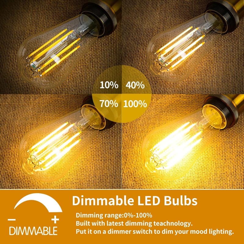 ZIKEY 10W LED Edison izzó E27 3db, 2700K meleg fehér, 1000 lumen, szabályozható