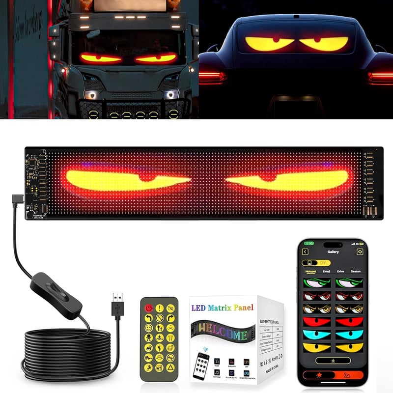 ZIMAOER LED Szem Autóhoz Teherautóhoz Programozható Rugalmas Kijelző 59cm