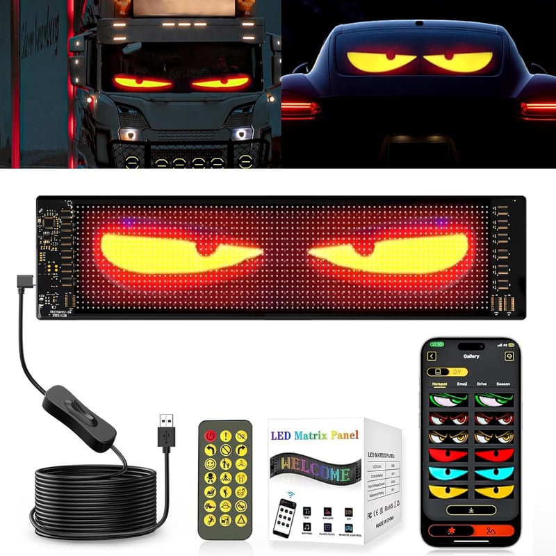 ZIMAOER LED Szem Teherautóhoz, Autó Denevér Szem Lámpa, Programozható Kijelző