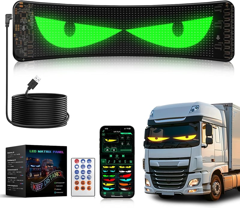 ZIMAOER Ochi de Demon LED pentru mașini și camioane, afișaj LED flexibil programabil pentru reclame personalizate