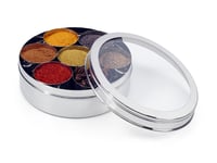 Dóza na korenie Zinel Masala Dabba so 7 priehradkami a priehľadným vekom, nehrdzavejúca oceľ, 24 cm 1