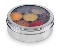 Dóza na korenie Zinel Masala Dabba so 7 priehradkami a priehľadným vekom, nehrdzavejúca oceľ, 24 cm 3