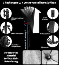 Zingbabu 2 darabos 150W RGB LED Softbox szett 3200-6000K CRI95+ 4
