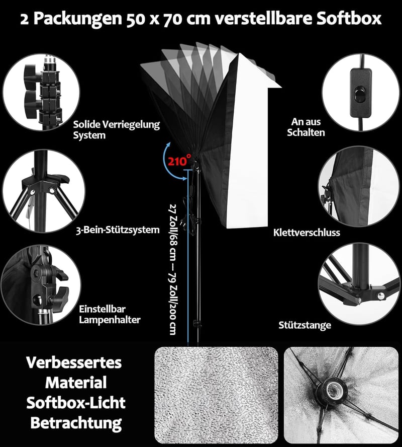 Zingbabu 2 darabos 150W RGB LED Softbox szett 3200-6000K CRI95+