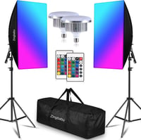 Zingbabu 2 darabos 150W RGB LED Softbox szett 3200-6000K CRI95+ 1