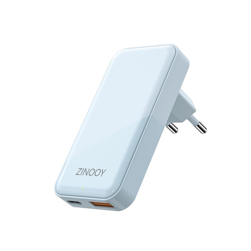 Adaptor încărcător rapid USB-C Zinooy 35W, cu 2 porturi și design plat - Compatibil cu iPhone 15/14/13, Samsung Galaxy S24/23, iPad, Xiaomi