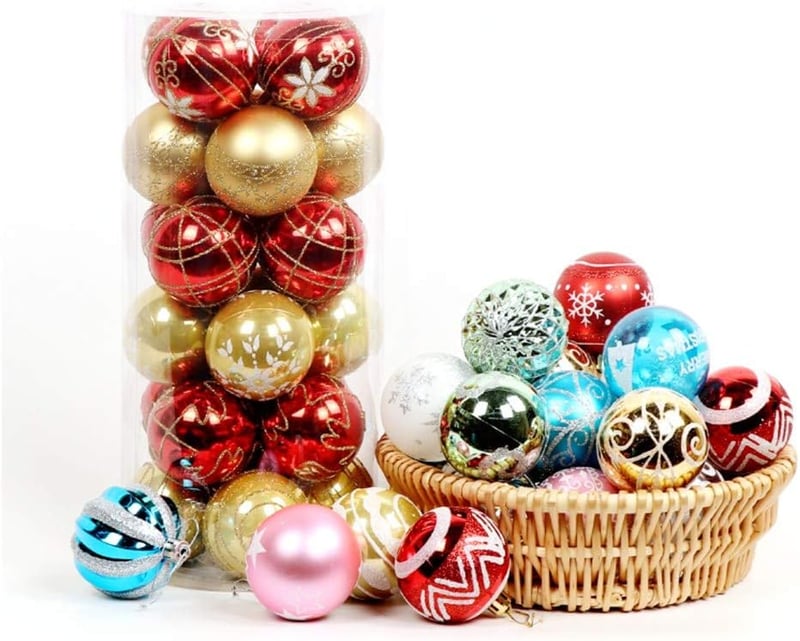 Zinsale 6 cm Karácsonyi Gömb 24 db Törésálló Műanyag Díszítés