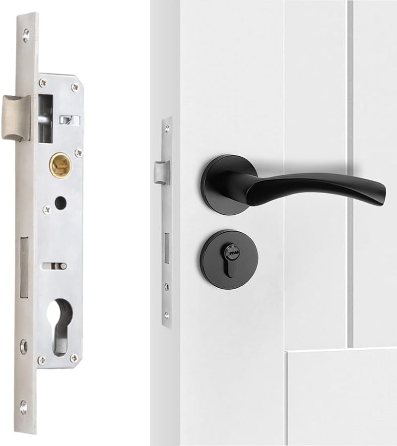 Zinueen Box lock, hengerzár betétes ajtózárbetét, falazható zár, 25 mm hátraszúrás, inox nemesacél, DIN bal vagy jobb, kerti kapu és bejárat