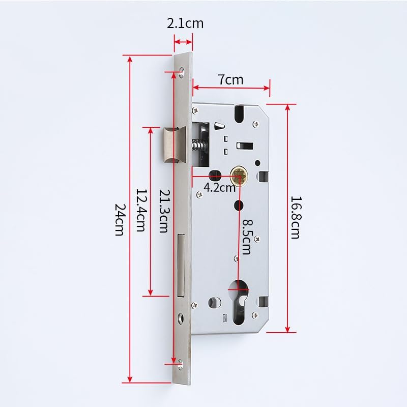 Zinueen Box lock, hengerzár betétes ajtózárbetét, falazható zár, 25 mm hátraszúrás, inox nemesacél, DIN bal vagy jobb, kerti kapu és bejárat