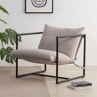 Zinus Aidan modern fotel beige - fém váz, hab párnázás, könnyű összeszerelés - 78 L × 78 W × 69 H, Light Beige 1