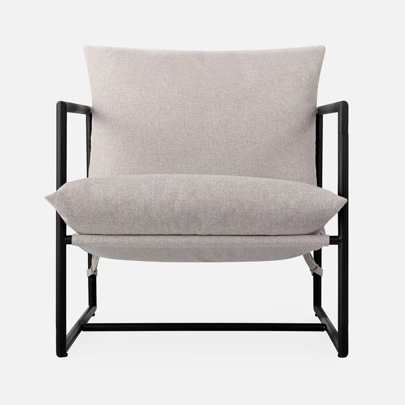 Zinus Aidan modern fotel beige - fém váz, hab párnázás, könnyű összeszerelés - 78 L × 78 W × 69 H, Light Beige