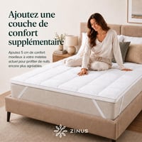 Topper protecție saltea Zinus din vâscoză de bambus, 140x190 cm, grosime 5 cm, răcoritor, alb 3