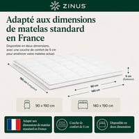 Topper protecție saltea Zinus din vâscoză de bambus, 140x190 cm, grosime 5 cm, răcoritor, alb 2