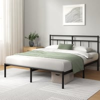 Zinus Elias fém ágykeret fejvéggel - 135x190 cm - 30 cm magasság - Fém ágylécek - Tárolóhely - Könnyű összeszerelés - Fekete 3