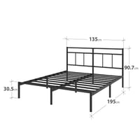 Zinus Elias fém ágykeret fejvéggel - 135x190 cm - 30 cm magasság - Fém ágylécek - Tárolóhely - Könnyű összeszerelés - Fekete 2