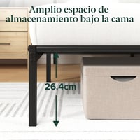 Zinus Elias fém ágykeret fejvéggel - 135x190 cm - 30 cm magasság - Fém ágylécek - Tárolóhely - Könnyű összeszerelés - Fekete 8