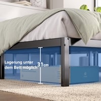 Zinus Elias metalni krevet 100x200 cm - Metalni okvir kreveta s podnicama, visina platforme 36 cm, s prostorom za odlaganje, crni 4