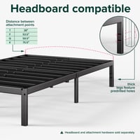 Zinus Elias metalni krevet 100x200 cm - Metalni okvir kreveta s podnicama, visina platforme 36 cm, s prostorom za odlaganje, crni 8