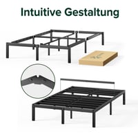 Zinus Elias metalni krevet 100x200 cm - Metalni okvir kreveta s podnicama, visina platforme 36 cm, s prostorom za odlaganje, crni 5